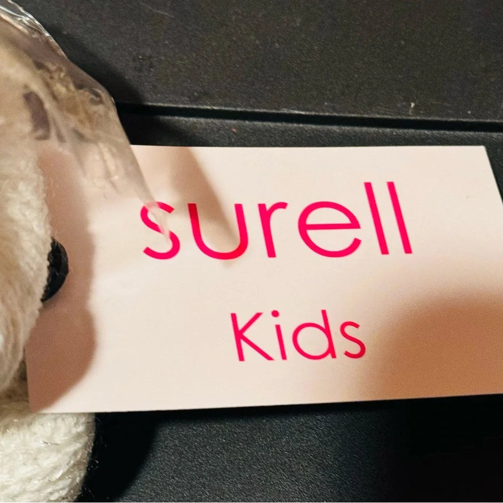 Surell White color Popcorn Knit Girls Mittens with Faux Fur Pink Pom-Pom NWT